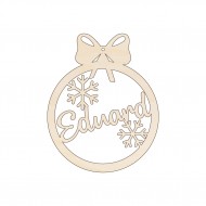 Figurina Glob Blank din Lemn Personalizata - Funda si Fulgi - 125x100 mm