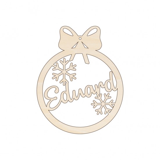 Figurina Glob Blank din Lemn Personalizata - Funda si Fulgi - 125x100 mm