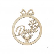 Figurina Glob Blank din Lemn Personalizat - Funda si Ren - 120x100 mm