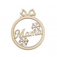 Figurina Glob Blank din Lemn Personalizat - Funda si Fulgi - 120x100 mm
