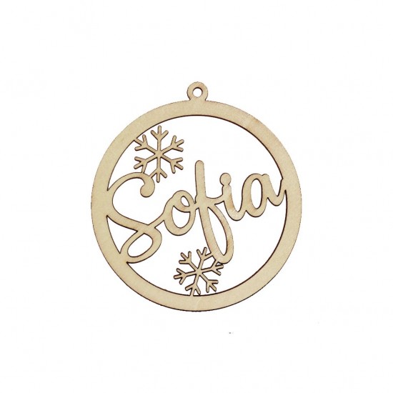Figurina Glob Blank din Lemn Personalizat - Fulgi - 110x100 mm