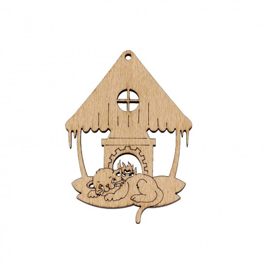 Figurina Casuta cu Pisica Craciun Blank - 100x75 mm