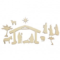 Set 13 figurine Blank din Lemn - Scena Nasterii - SN05