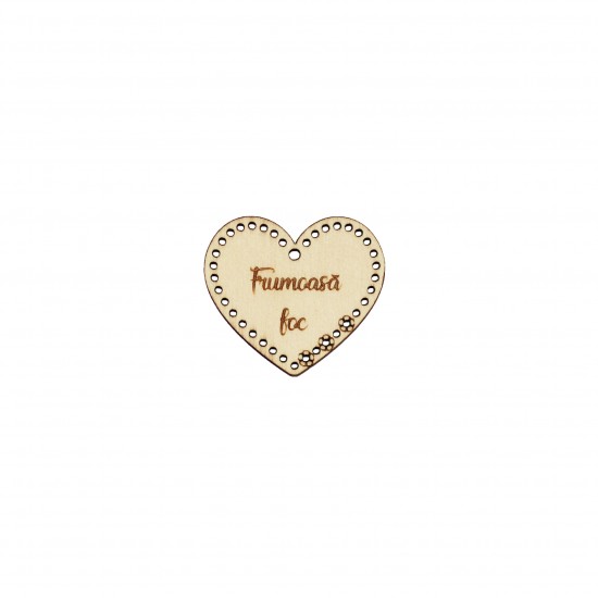 Figurina Tip Gherghef - Inima Personalizata cu Text - gaurele 1.5 mm - 45x40 mm