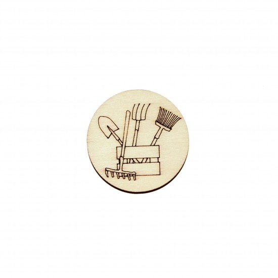 Figurina Cerc cu Ustensile Gradinarit Blank - 40x40 mm