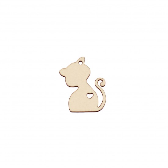 Figurina Pisica cu inimioara perforata Blank  - 40x35 mm - 40x35 mm