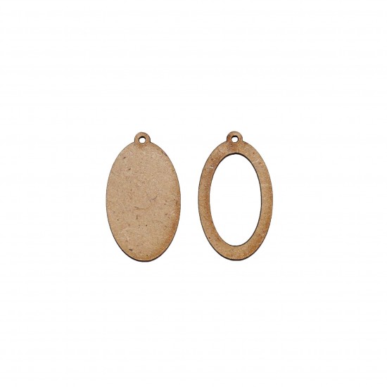 Set Doua Figurine Ovale Blank - 43x25 mm - MDF2.5mm