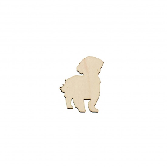 Figurina Caine Bichon din lemn - C04 - 45x36 mm