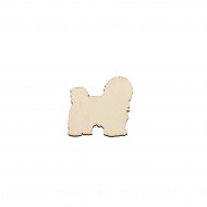 Figurina Caine Bichon Havanesse din lemn - C05 - 45x40 mm