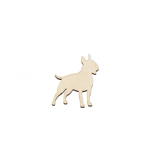 Figurina Caine Bull-Terrier din lemn - C09 - 45x41 mm