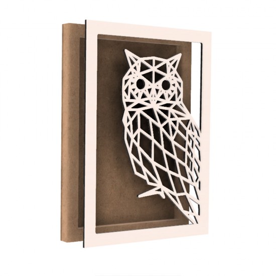 Rama din MDF pentru Muschi sau Licheni - Bufnita - 350x250x26 mm