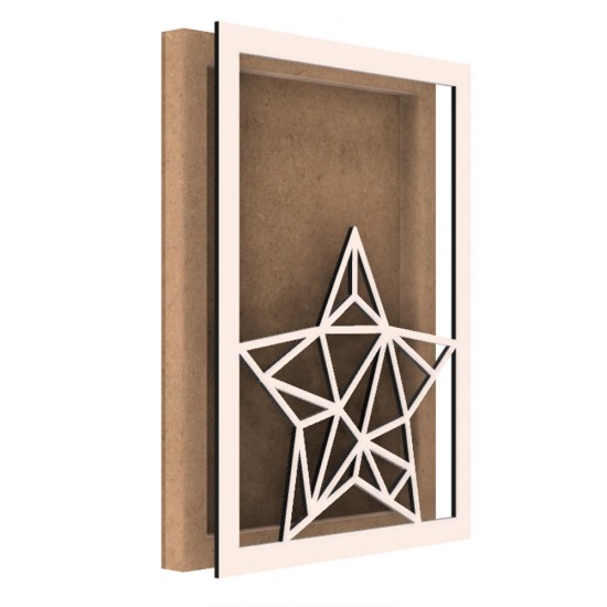 Rama din MDF pentru Muschi sau Licheni - Stea - 350x250x26 mm