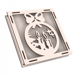 Rama din Placaj de Albasia pentru Muschi sau Licheni - Glob cu Lumanari - 200x200x20 mm