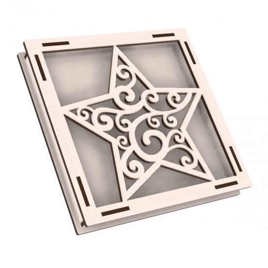 Rama din Placaj de Albasia pentru Muschi sau Licheni - Stea - S1 - 200x200x20 mm