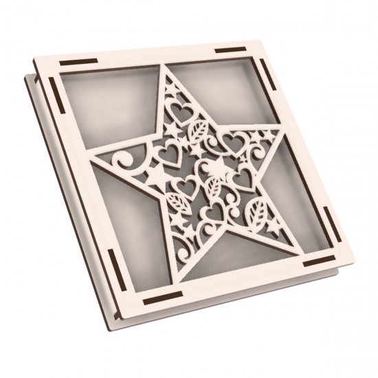 Rama din Placaj de Albasia pentru Muschi sau Licheni - Stea - S2 - 200x200x20 mm Rama din Placaj de Albasia pentru Muschi sau Licheni - Stea - S2 - 200x200x20 mm