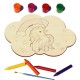 Plansa din Lemn pentru Colorat cu Figurine Detasabile - Norisor cu Unicorn si Curcubeu