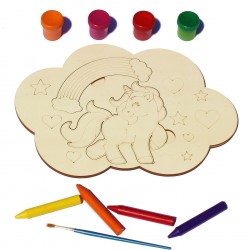 Plansa din Lemn pentru Colorat cu Figurine Detasabile - Unicorn si Curcubeu
