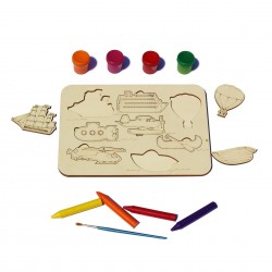 Plansa din Lemn pentru Colorat cu Figurine Detasabile - Vaporase