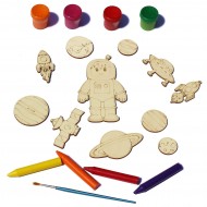 Set 10 figurine din Lemn pentru Colorat - Elemente Spatiale