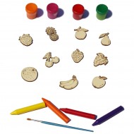 Set 10 figurine din Lemn pentru Colorat - Fructe