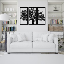 Tablou din 3 piese - Solid Tree - Negru - 130x90 cm
