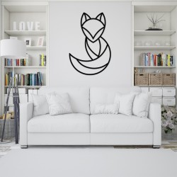 Decoratiune Geometrica de Perete din Lemn - Vulpe - 87x58 cm