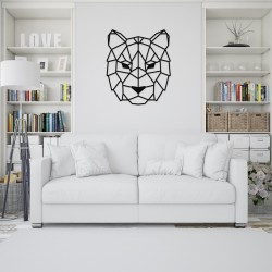 Decoratiune Geometrica de Perete din Lemn - Cap de Tigru - 68x58 cm