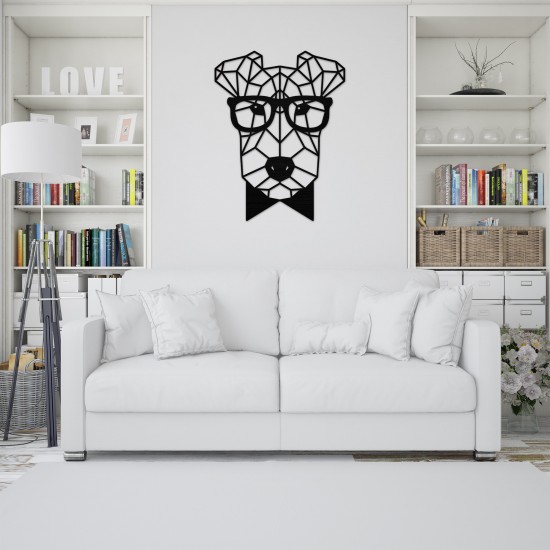 Decoratiune Geometrica de Perete din Lemn - Catel - 76x58 cm