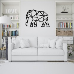 Decoratiune Geometrica de Perete din Lemn - Elefant - 80x58 cm