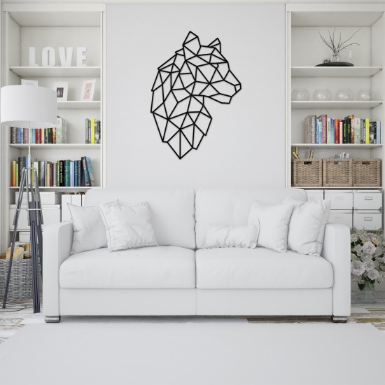 Decoratiune Geometrica de Perete din Lemn - Jaguar - 82x58 cm
