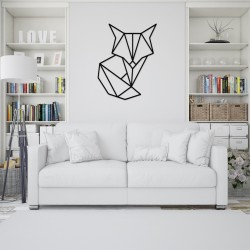 Decoratiune Geometrica de Perete din Lemn - Vulpe - 75x58 cm