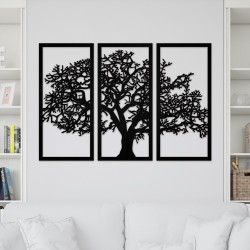 Tablou din 3 piese - Solid Tree - Negru - 130x90 cm