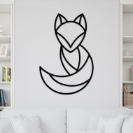 Decoratiune Geometrica de Perete din Lemn - Vulpe - 87x58 cm