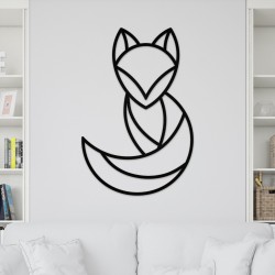Decoratiune Geometrica de Perete din Lemn - Vulpe - 87x58 cm