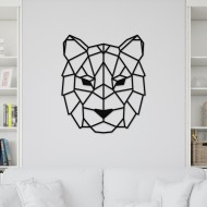 Decoratiune Geometrica de Perete din Lemn - Cap de Tigru - 68x58 cm
