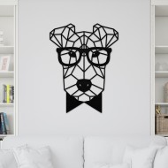 Decoratiune Geometrica de Perete din Lemn - Catel - 76x58 cm