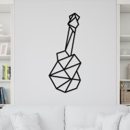 Decoratiune Geometrica de Perete din Lemn - Chitara - 88x36 cm