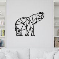 Decoratiune Geometrica de Perete din Lemn - Elefant - 71x58 cm