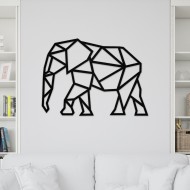 Decoratiune Geometrica de Perete din Lemn - Elefant - 80x58 cm