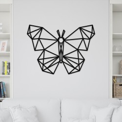 Decoratiune Geometrica de Perete din Lemn - Fluture - 80x58 cm