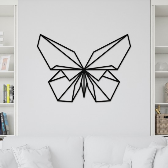 Decoratiune Geometrica de Perete din Lemn - Fluture - 79x58 cm