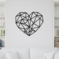 Decoratiune Geometrica de Perete din Lemn - Inima - 67x58 cm