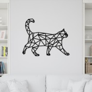 Decoratiune Geometrica de Perete din Lemn - Pisicuta - 73x58 cm