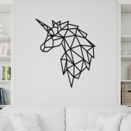 Decoratiune Geometrica de Perete din Lemn - Unicorn - 75x65 cm