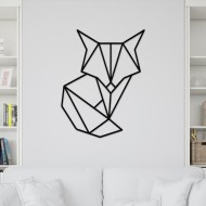 Decoratiune Geometrica de Perete din Lemn - Vulpe - 75x58 cm