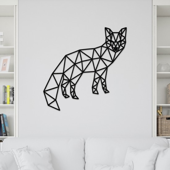 Decoratiune Geometrica de Perete din Lemn - Vulpe - 70x70 cm