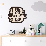 Monograma Royal Personalizata de Perete din Lemn - 45x40 cm