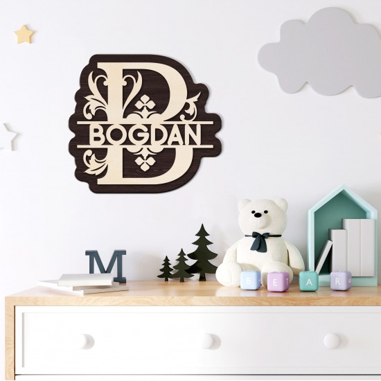 Monograma Royal Personalizata de Perete din Lemn - 82x60 cm