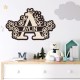 Monograma Personalizata de Perete din Lemn - Fetita - 62x40 cm