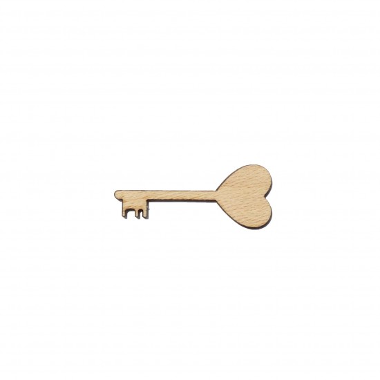 Figurina Cheie forma Inima din Lemn - C1 - 50x20 mm